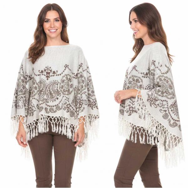 8100 Poncho - Cotton Feel Paisley - Cream* 8100 Poncho - Cotton Feel Paisley Cream* -