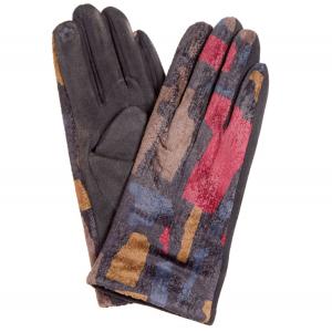 2390 - Touch Screen Smart Gloves 840-BK Sueded Abstract Design Smart Gloves (Black Palms) - One Size Fits Most