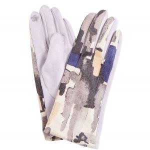 2390 - Touch Screen Smart Gloves 840-GR Sueded Abstract Design Smart Gloves (Grey Palms)* - One Size Fits Most