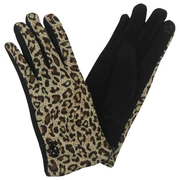 Wholesale 2390 - Touch Screen Smart Gloves LE002 - Tan Leopard  - One Size Fits Most