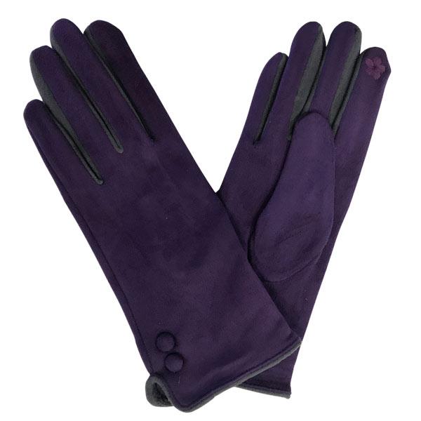Wholesale 2390 - Touch Screen Smart Gloves SB - Plum<br> 
Two Button/Two Tone Design - One Size Fits Most