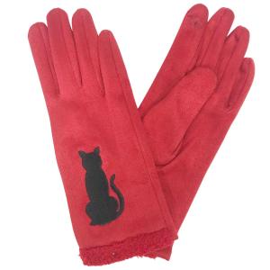 Wholesale 2390 - Touch Screen Smart Gloves 1229 - Red Cat Silhouette <br>
Touch Screen Smart Gloves - 