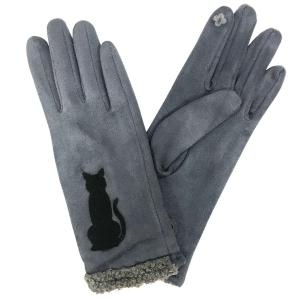 Wholesale 2390 - Touch Screen Smart Gloves 1229 - Grey Cat Silhouette <br>
Touch Screen Smart Gloves - 