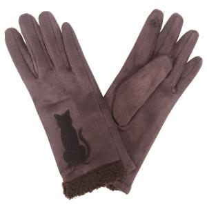 Wholesale 2390 - Touch Screen Smart Gloves 1229 - Dark Brown Cat Silhouette <br>
Touch Screen Smart Gloves - 