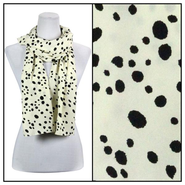 wholesale 2406 - Charmeuse Dress Scarves Dalmatian Print 3160 - Beige - 