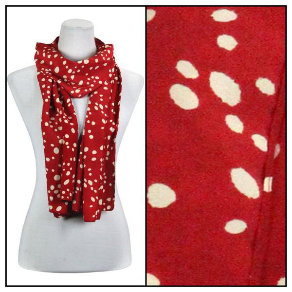 wholesale 2406 - Charmeuse Dress Scarves Dalmatian Print 3160 - Red - 