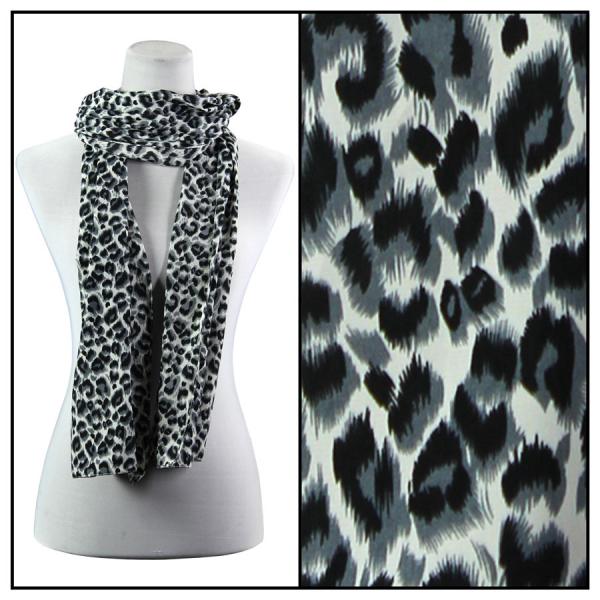 wholesale 2406 - Charmeuse Dress Scarves Leopard Print 3162 - Grey - 