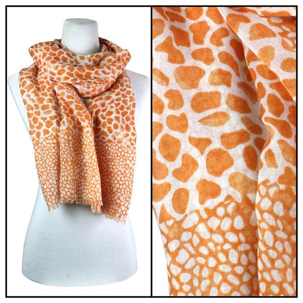 Wholesale 2413 - Lightweight Oblong Scarves  Giraffe Print 3775 - Orange Cotton Feel Oblong Summer Scarf - 