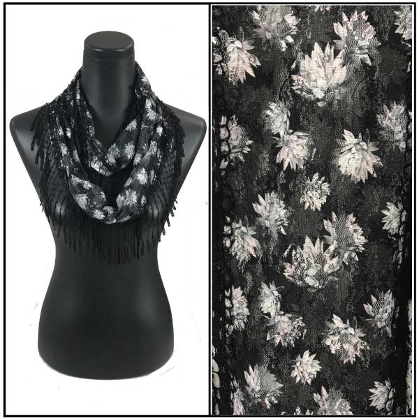 7777/T - Victorian Lace Infinities  - Print A2 Black with Grey Flowers (MB)  7777/T - Victorian Lace Infinities  Print A2 Black with Grey Flowers (MB) -