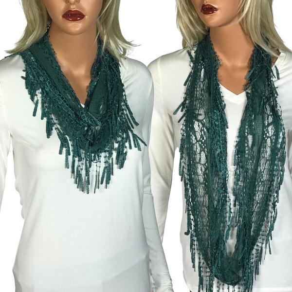 Wholesale 7777 - Victorian Lace Infinity Scarves Hunter Green - 