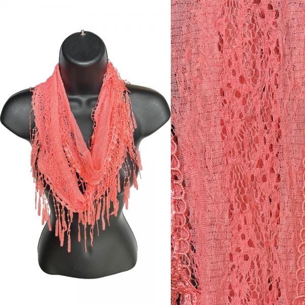 Wholesale 7777 - Victorian Lace Infinity Scarves Peach Pink #51  - 