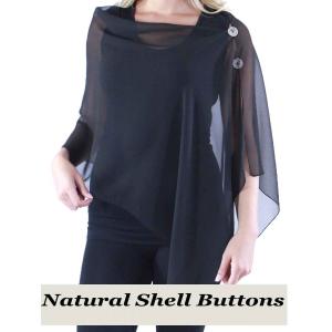 2451 - Silky Two Button Shawl  SBS-SBK Shell Buttons<br> Solid Black - 