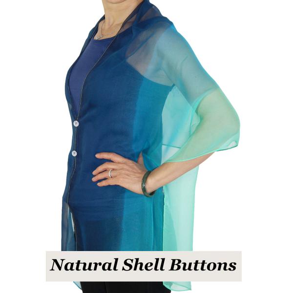 Wholesale 2451 - Silky Two Button Shawl  SBS-106NBS Shell Buttons<br>Tri-Color Navy-Blue-Seafoam - 