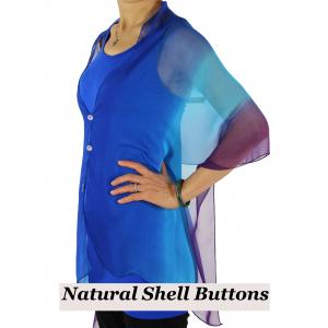 2451 - Silky Two Button Shawl  SBS-106RTP Shell Buttons<br> Tri-Color Royal-Turquoise-Purple - 