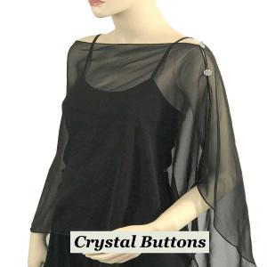 2451 - Silky Two Button Shawl  SBC-BK Crystal Buttons<br> Solid Black - 