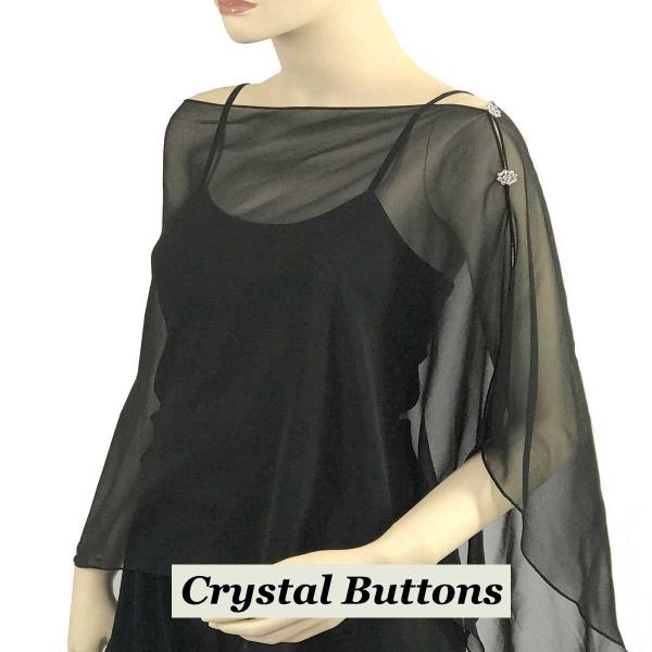 Wholesale 2451 - Silky Two Button Shawl  SBC-BK Crystal Buttons<br> Solid Black - 