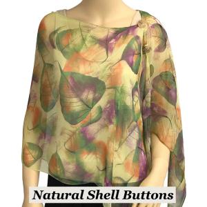 2451 - Silky Two Button Shawl  129GN Shell Buttons<br>Green Leaves - 