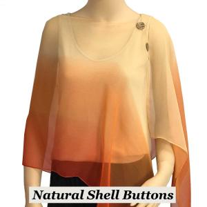 2451 - Silky Two Button Shawl  SBS-106OR Shell Buttons<br> Tri-Color Beige-Peach-Orange - 
