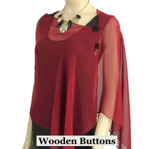 2451 - Silky Two Button Shawl  SBW-SBU Black Wooden Buttons<br> Solid Burgundy - 
