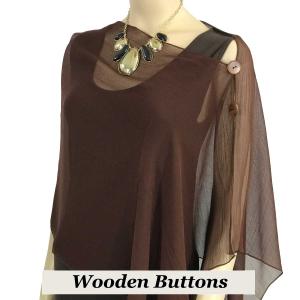 2451 - Silky Two Button Shawl  SBW-SDB Brown Wooden Buttons<br> Solid Dark Brown - 