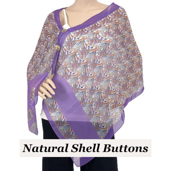 Wholesale 2451 - Silky Two Button Shawl  SBS-012PU Shell Buttons<br> Purple Paisley Mix MB - 