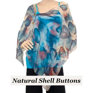 2451 - Silky Two Button Shawl  129BL Shell Buttons<br>Blue Leaves - 