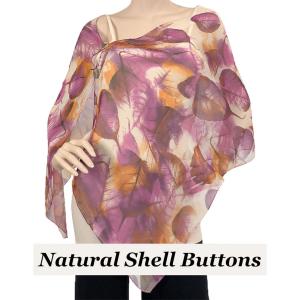 2451 - Silky Two Button Shawl  SBS-129PU Shell Buttons<br> Purple Leaves - 