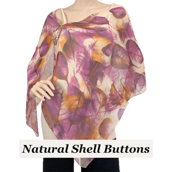 Wholesale 2451 - Silky Two Button Shawl  SBS-129PU Shell Buttons<br> Purple Leaves - 