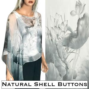 2451 - Silky Two Button Shawl  130GW - Shell Buttons<br>Grey-White Lotus
 - 