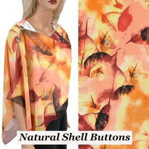 2451 - Silky Two Button Shawl  A040 Shell Buttons<br>
Coral Multi Leaves - 