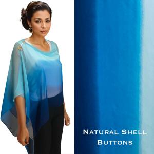 Wholesale 2451 - Silky Two Button Shawl  106BL Shell Buttons<br>Tri-Color Blues - 