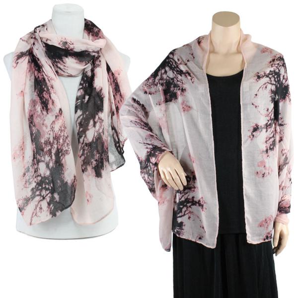 Wholesale Cotton Feel Shawls  Earthy Tie Dye Design 3306 - Pink - 