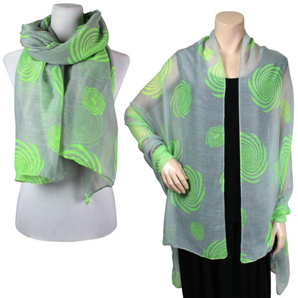 wholesale Cotton Feel Shawls  Spiral 017 - Grey-Light Green - 