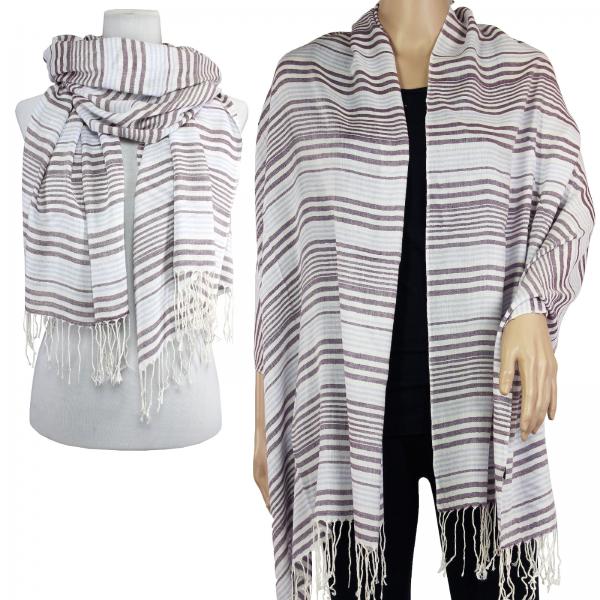 Wholesale Cotton Feel Shawls  Multi Stripe 1039 - Purple - 