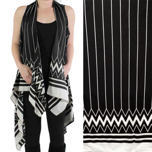 Wholesale 2502 Crepe Vests (Style 2) SV1278 Black/White Modern Stripe - Crepe Vests (Style 2) - 
