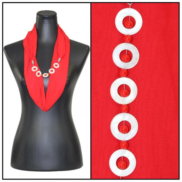 Wholesale 2508 - Jewelry Infinity Scarves 8011 - Solid Red Jewelry Infinity Silky Dress Scarves - 