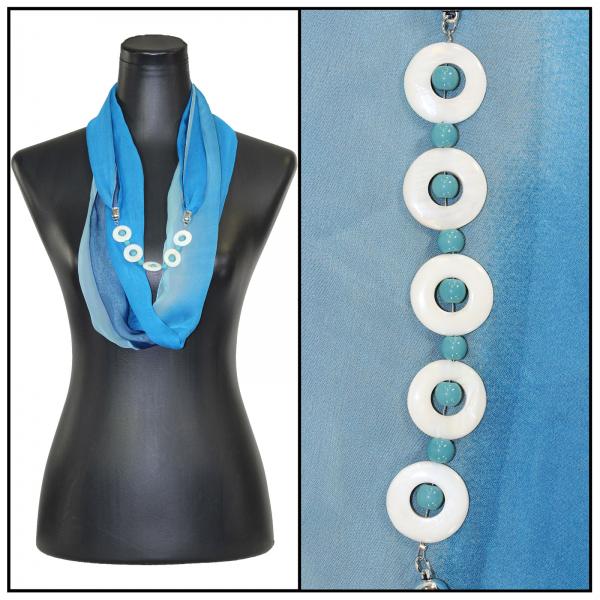 Wholesale 2508 - Jewelry Infinity Scarves 8011 - Tri-Color - Blues Jewelry Infinity Silky Dress Scarves - 