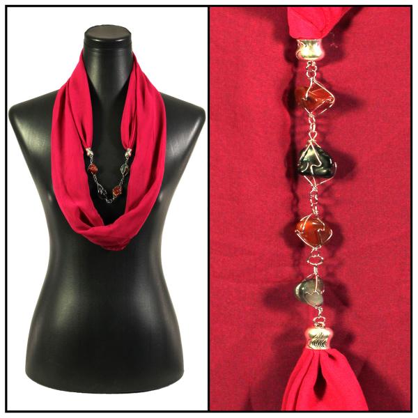 Wholesale 2508 - Jewelry Infinity Scarves 8074 - Solid Magenta Jewelry Infinity Silky Dress Scarves - 