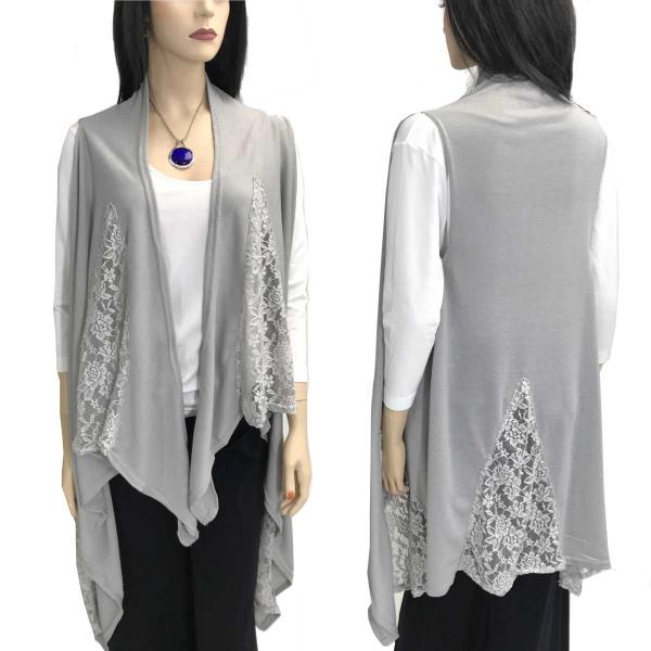 Wholesale SN452 - Lace Detail Vests Light Grey   - 