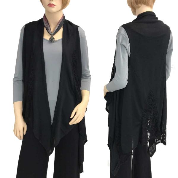 Wholesale SN452 - Lace Detail Vests Black   - 