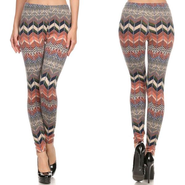 Wholesale 2606 - Velour Leggings - Ankle Length #692 Abstract Chevron - One Size Fits All