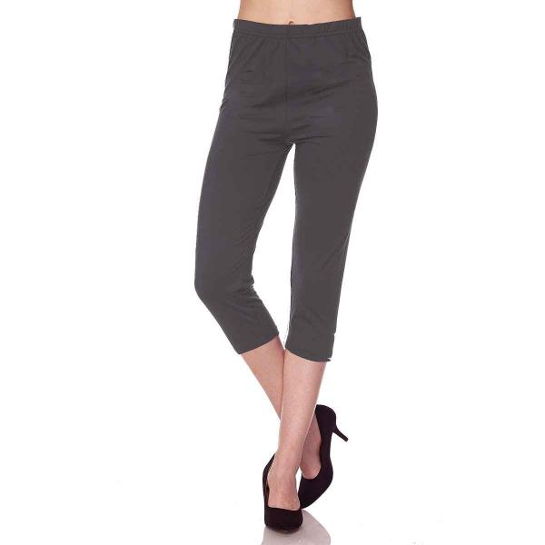 Wholesale 2706 - Brushed Fiber Solid Color Capri Leggings Solid Charcoal   - One Size Fits Most