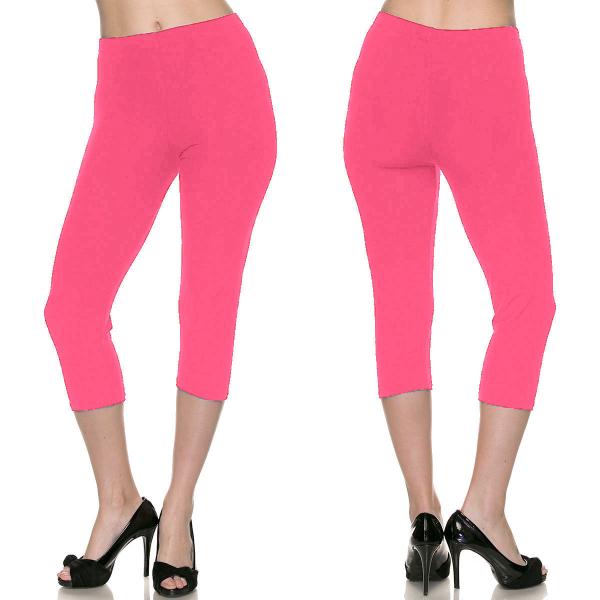 Wholesale 2706 - Brushed Fiber Solid Color Capri Leggings Solid Fuchsia  - One Size Fits Most