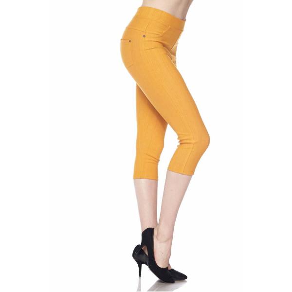 Wholesale Denim Leggings - Capri Length w/ Back Pockets J04 Mustard Denim Leggings - Capri Length J04 - 4-12