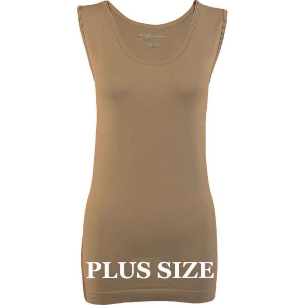 Wholesale 2477 - Magic Tummy Control SmoothWear Pants Taupe Plus - Slimming Plus Size Fits (L-2X) 