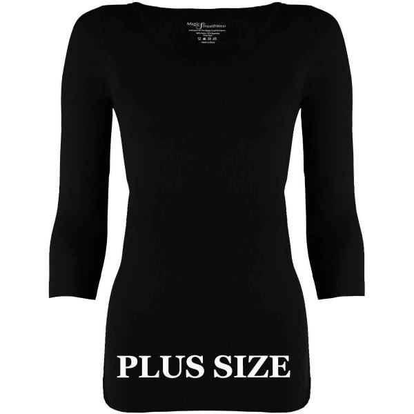 Wholesale 2820 - Magic SmoothWear 3/4 & Long Sleeve Black Plus - Plus Size Fits (L-2X) TQ