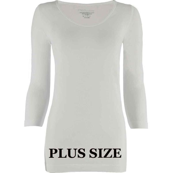 Wholesale 2820 - Magic SmoothWear 3/4 & Long Sleeve White Plus - Plus Size Fits (L-2X) TQ