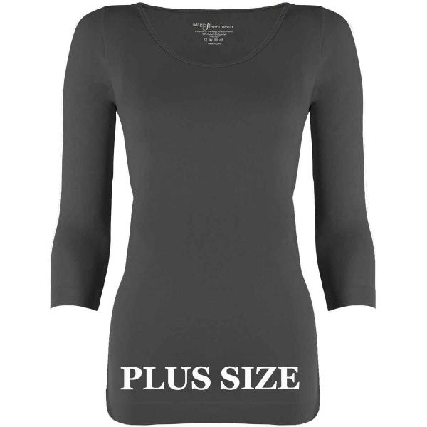 Wholesale 2820 - Magic SmoothWear 3/4 & Long Sleeve Grey/Charcoal Plus - Plus Size Fits (L-2X) TQ