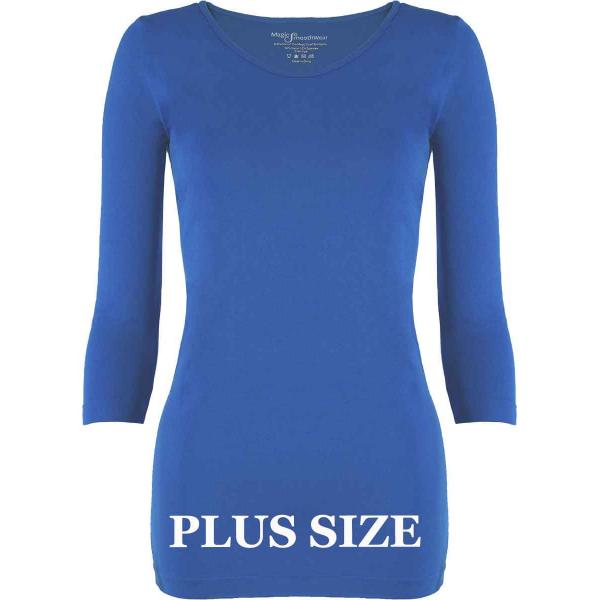 Wholesale 2820 - Magic SmoothWear 3/4 & Long Sleeve Blue Plus - Plus Size Fits (L-2X) TQ