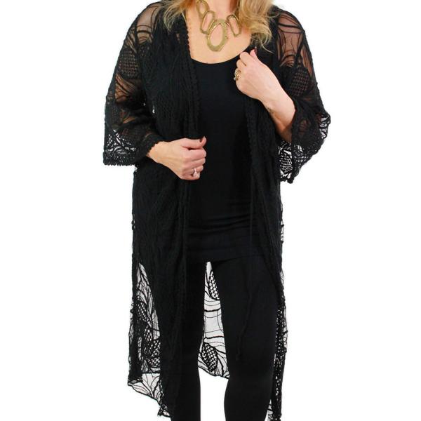 wholesale 2845 - Vintage Lace Kimonos 9036 - Black - One Size Fits (S-L)